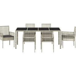 vidaXL Muebles De Jardín-Conjunto de Comedor de Jardín 7 pcs Gris Claro ratán sintético
