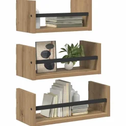 vidaXL Estanterías-Conjunto de estantes de pared 3 pcs Roble artesanal 40x16x14cm