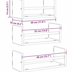 vidaXL Estanterías-Conjunto de estantes de pared 3 pcs Roble artesanal 40x16x14cm
