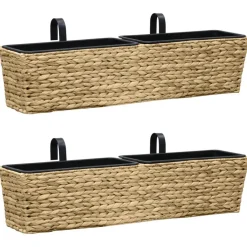 vidaXL Conjunto de jardineras 2 unidades jacinto de agua Marr&oacute;n claro Clearance