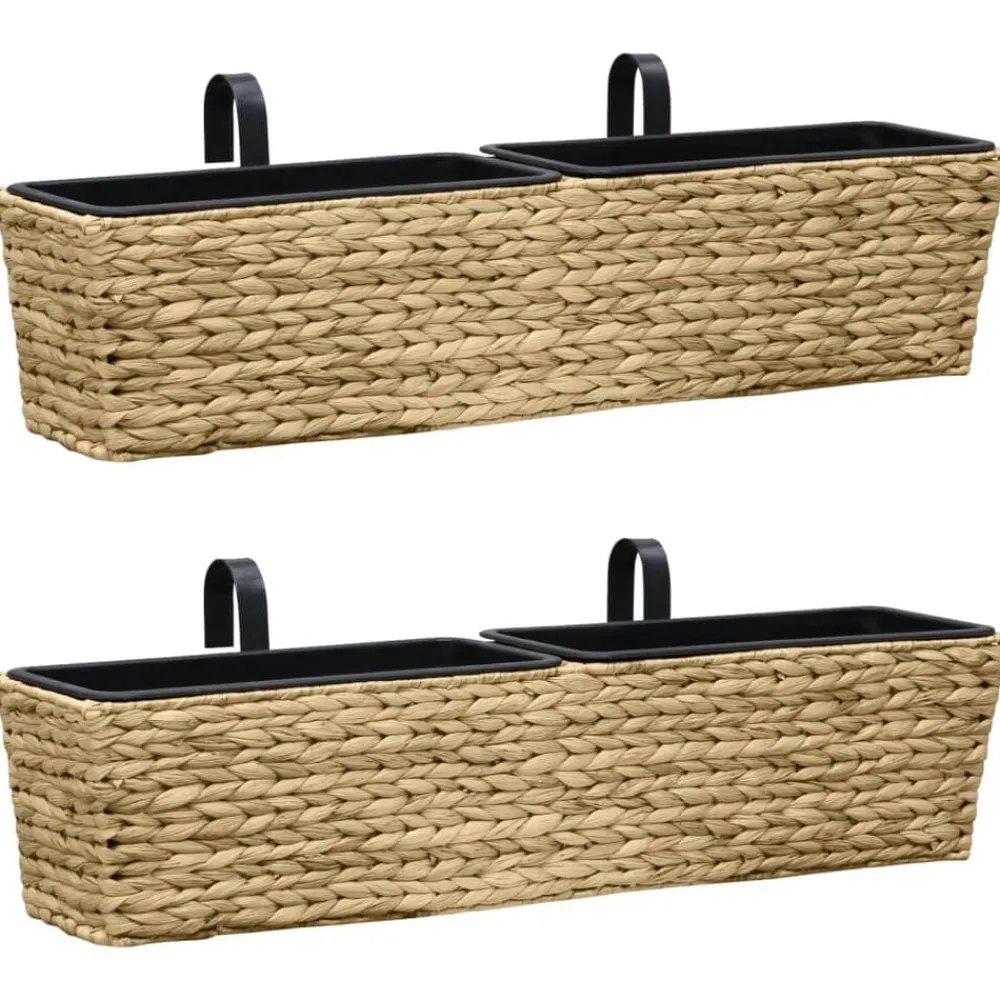 vidaXL Conjunto de jardineras 2 unidades jacinto de agua Marrón claro Clearance