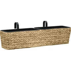 vidaXL Conjunto de jardineras 2 unidades jacinto de agua Marr&oacute;n claro Clearance