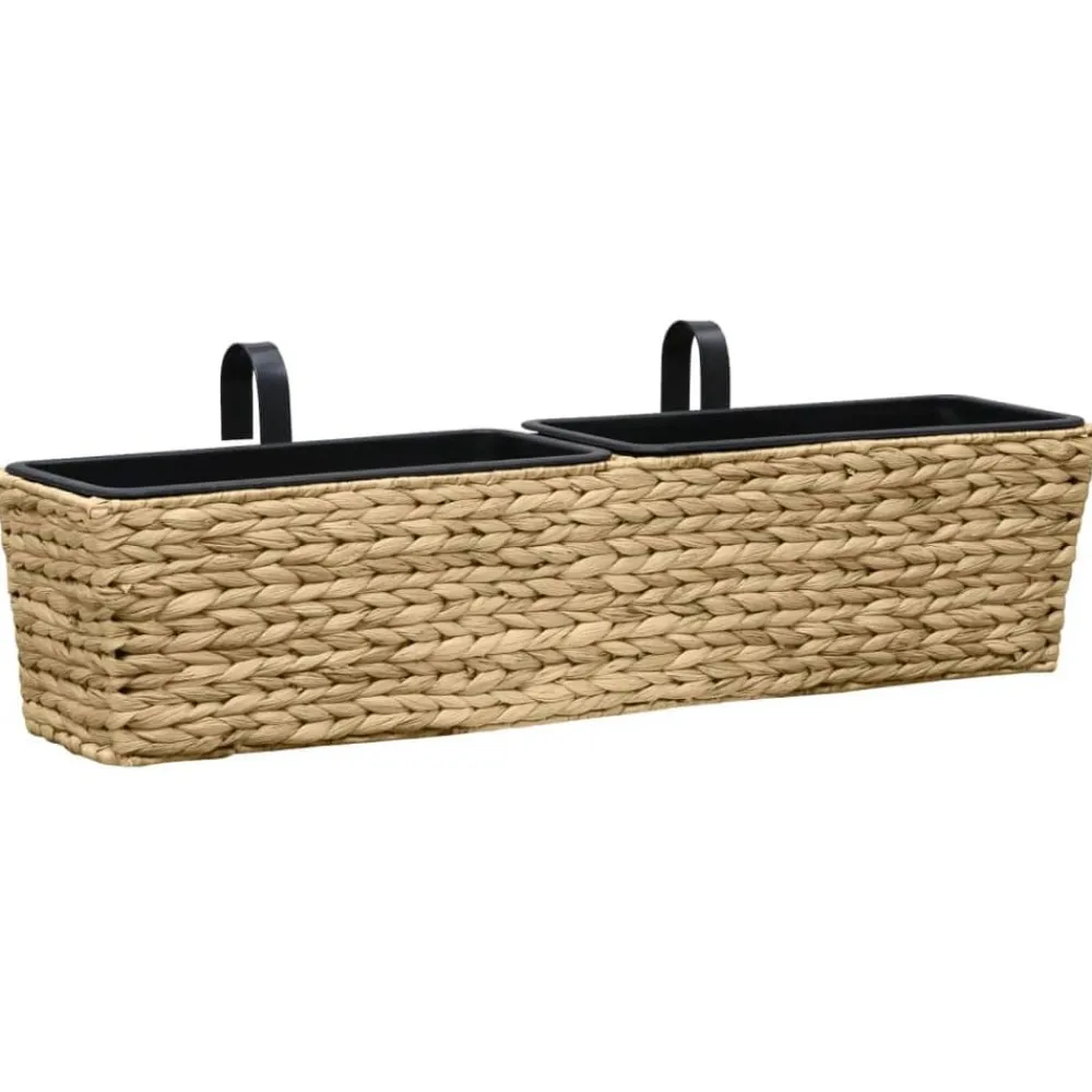 vidaXL Conjunto de jardineras 2 unidades jacinto de agua Marrón claro Clearance