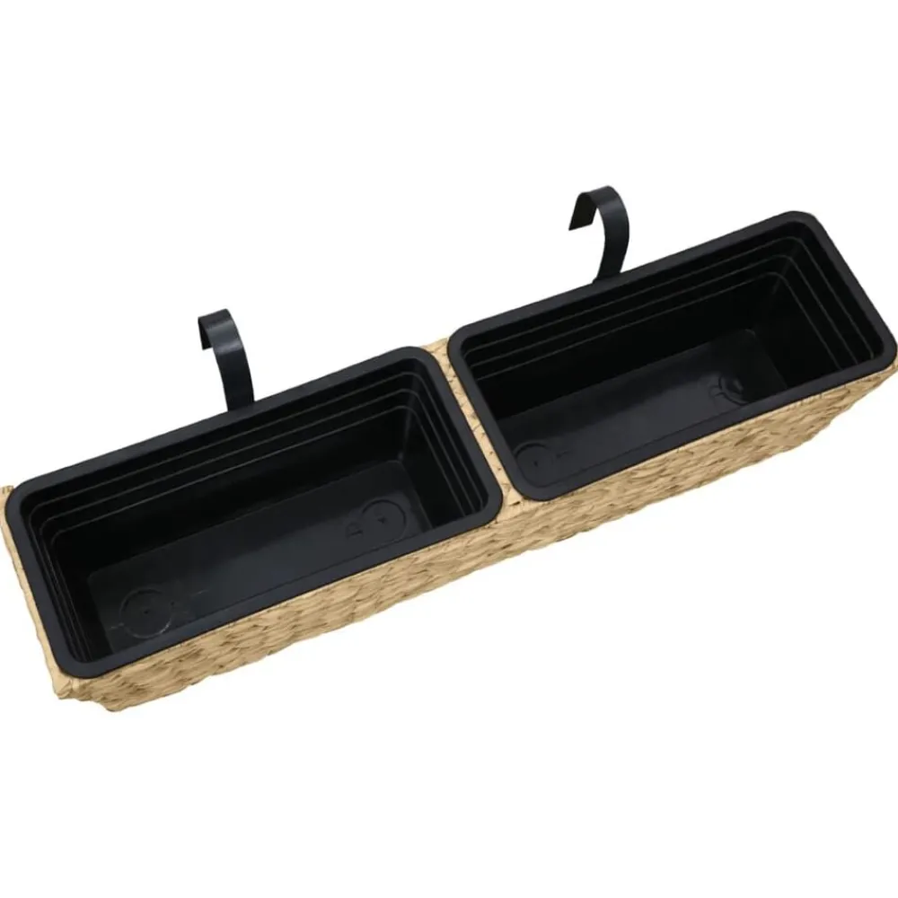 vidaXL Conjunto de jardineras 2 unidades jacinto de agua Marrón claro Clearance