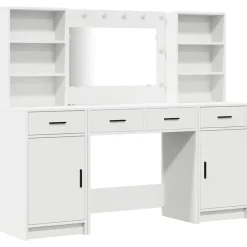 vidaXL Armarios Y Almacenamiento-Conjunto de mesa de vestidor con LED 3 pcs Madera de ingeniería