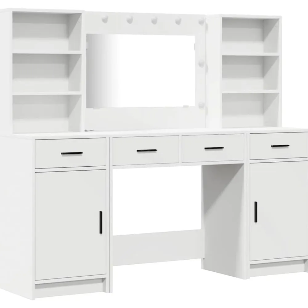 vidaXL Armarios Y Almacenamiento-Conjunto de mesa de vestidor con LED 3 pcs Madera de ingeniería