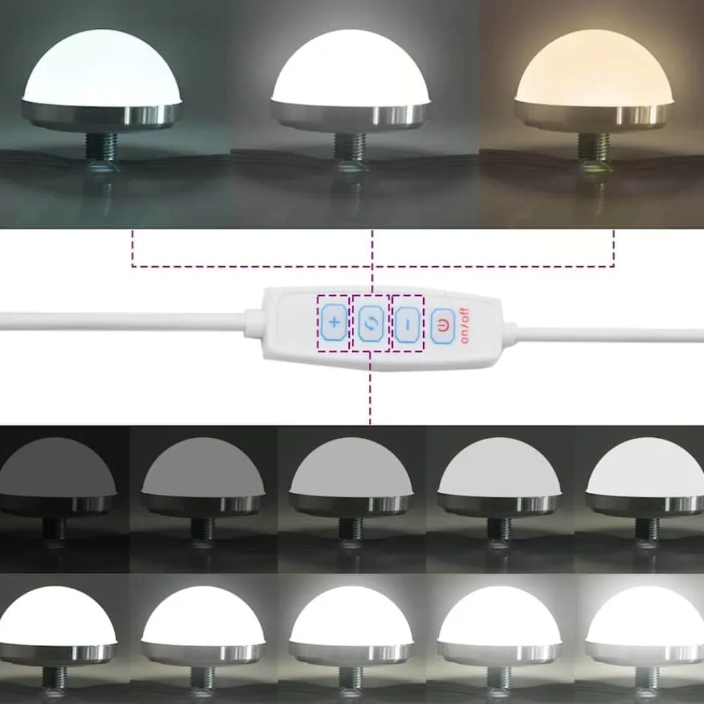 vidaXL Armarios Y Almacenamiento-Conjunto de mesa de vestidor con LED 3 pcs Madera de ingeniería