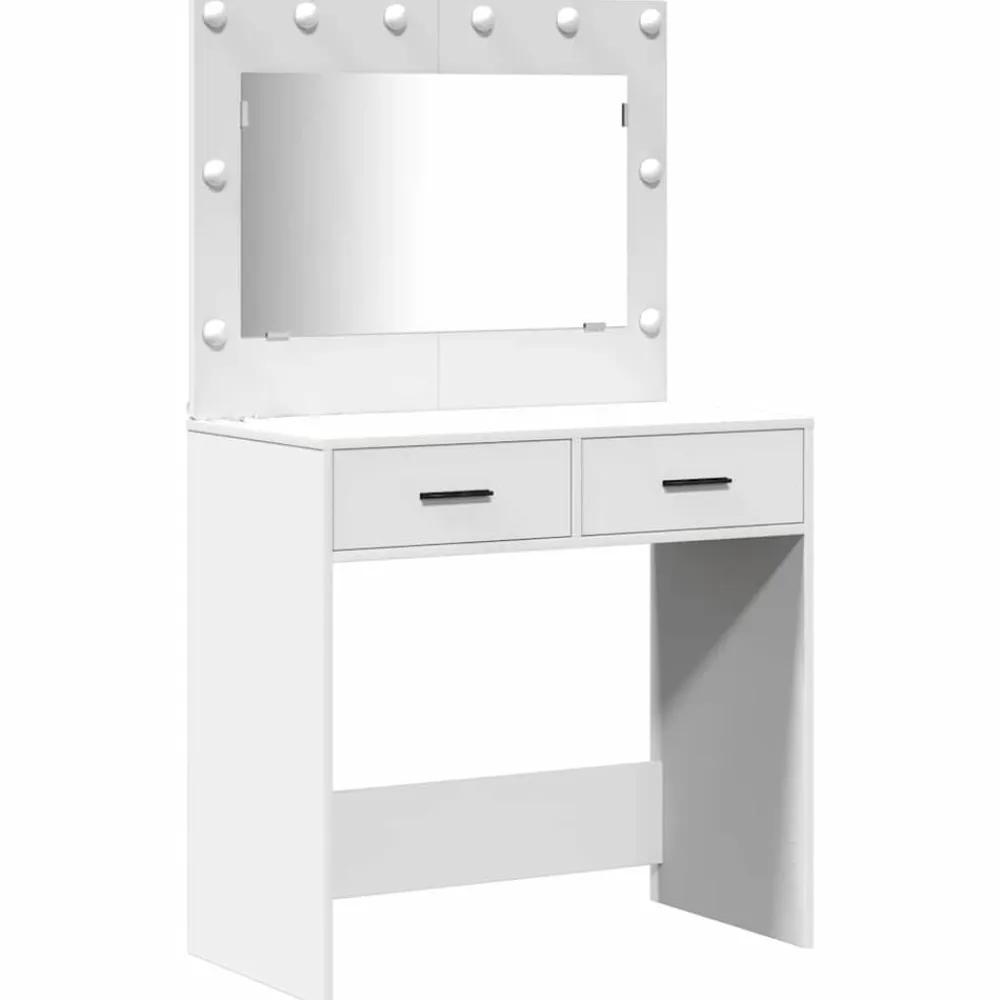 vidaXL Armarios Y Almacenamiento-Conjunto de mesa de vestidor con LED 3 pcs Madera de ingeniería