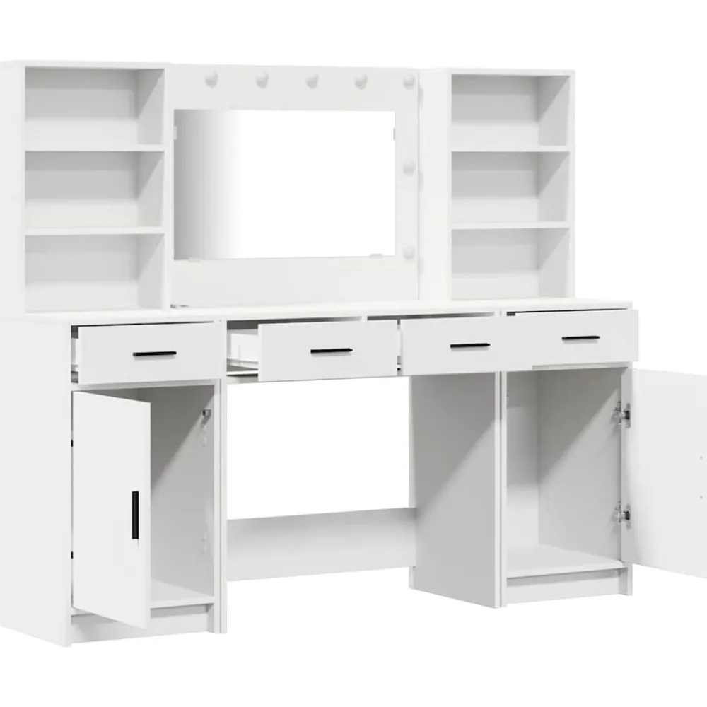 vidaXL Armarios Y Almacenamiento-Conjunto de mesa de vestidor con LED 3 pcs Madera de ingeniería