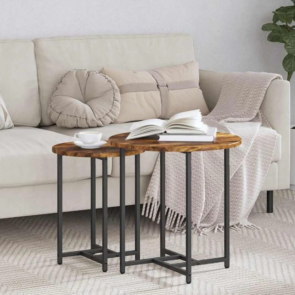 vidaXL Conjunto de mesas auxiliares 2 pcs y Negro Roble ahumado