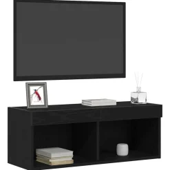 vidaXL Muebles Tv-Conjunto de mueble de TV con LED 80 x 30 x 30 cm