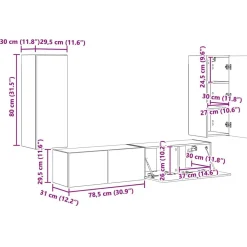 vidaXL Muebles Tv-Conjunto de mueble para TV de pared 4 pcs