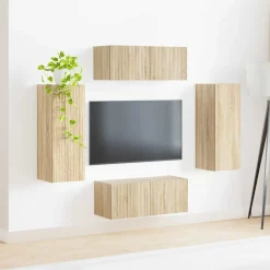 vidaXL Muebles Tv-Conjunto de mueble para TV de pared 4 pcs