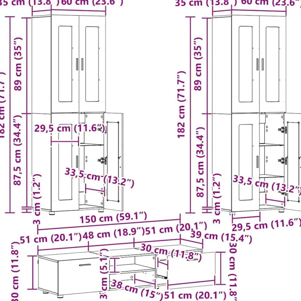 vidaXL Conjunto de mueble de TV con cajón FLORIN Roble ahumado Best