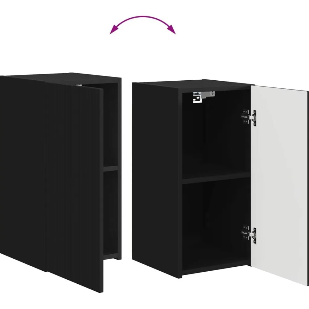 vidaXL Conjunto de mueble de TV 4 pcs Madera de ingeniería Negro Clearance