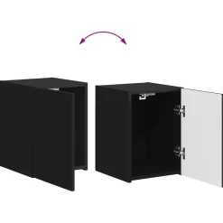 vidaXL Conjunto de mueble de TV 4 pcs Madera de ingeniería Negro Clearance