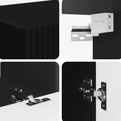 vidaXL Conjunto de mueble de TV 4 pcs Madera de ingeniería Negro Clearance