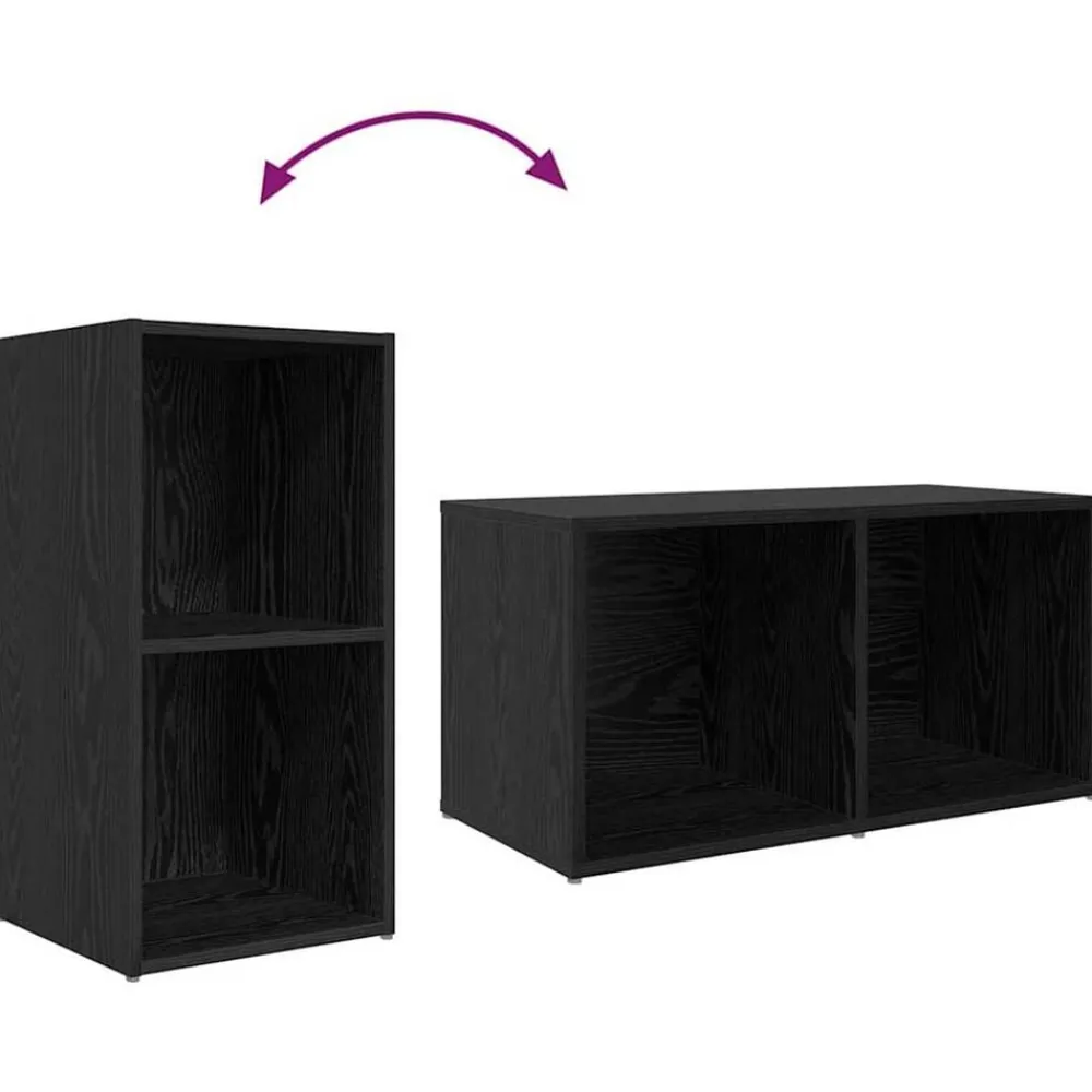 vidaXL Conjunto de mueble de TV 3 pcs Negro Madera contrachapada Roble negro Clearance