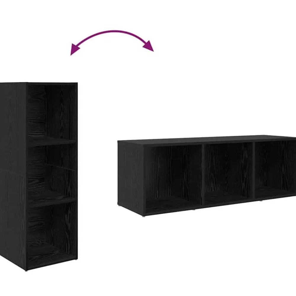 vidaXL Conjunto de mueble de TV 3 pcs Negro Madera contrachapada Roble negro Clearance