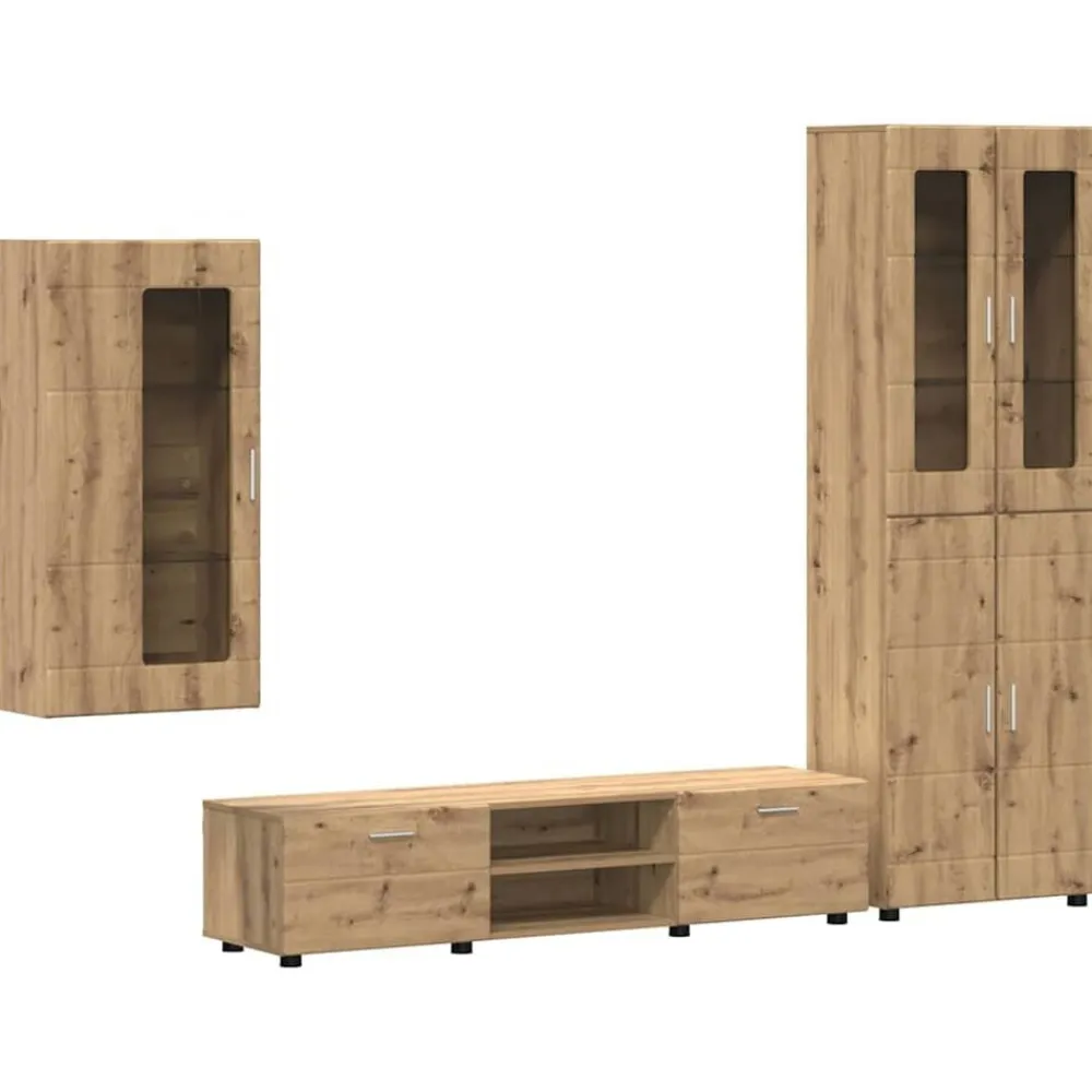 vidaXL Conjuntos De Muebles-Conjunto de mueble de TV con cajón FLORIN Roble artesanal