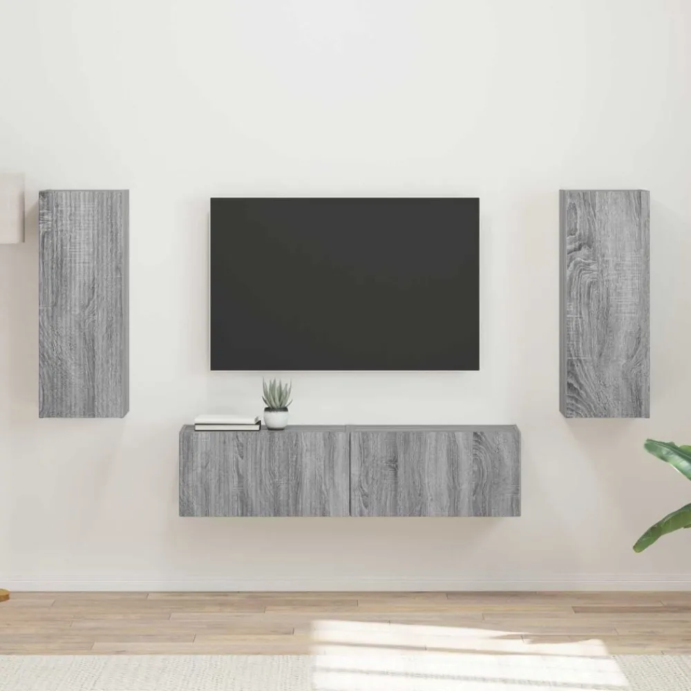 vidaXL Conjunto de mueble de TV 2 pcs Madera de ingeniería Gris sonoma Online