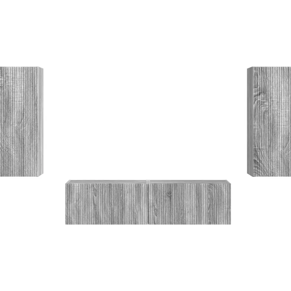vidaXL Conjunto de mueble de TV 2 pcs Madera de ingeniería Gris sonoma Online