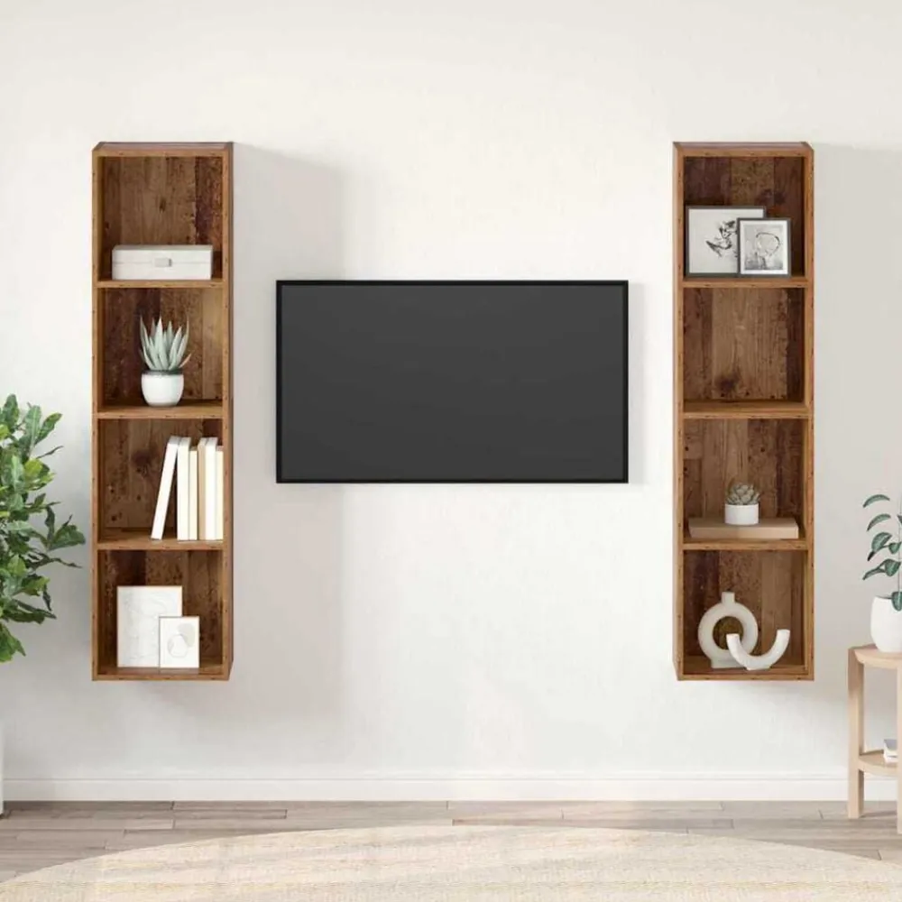 vidaXL Muebles Tv-Conjunto de mueble de TV 2 pcs Marrón 37 x 37 x 142,5 cm