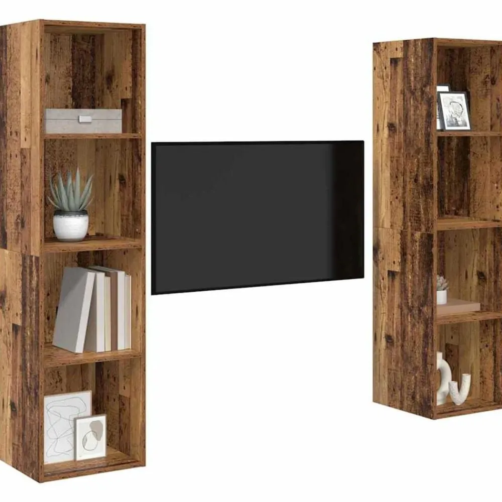 vidaXL Muebles Tv-Conjunto de mueble de TV 2 pcs Marrón 37 x 37 x 142,5 cm