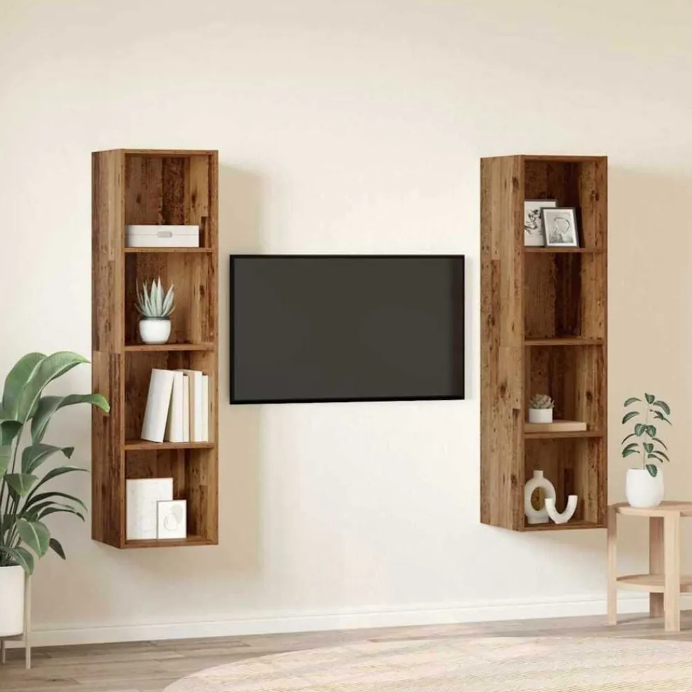 vidaXL Muebles Tv-Conjunto de mueble de TV 2 pcs Marrón 37 x 37 x 142,5 cm