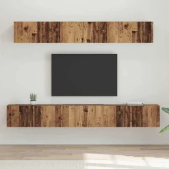 vidaXL Conjunto de mueble de TV Montaje en la pared 5 pcs Madera vieja Discount
