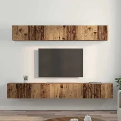 vidaXL Conjunto de mueble de TV Montaje en la pared 5 pcs Madera vieja Discount