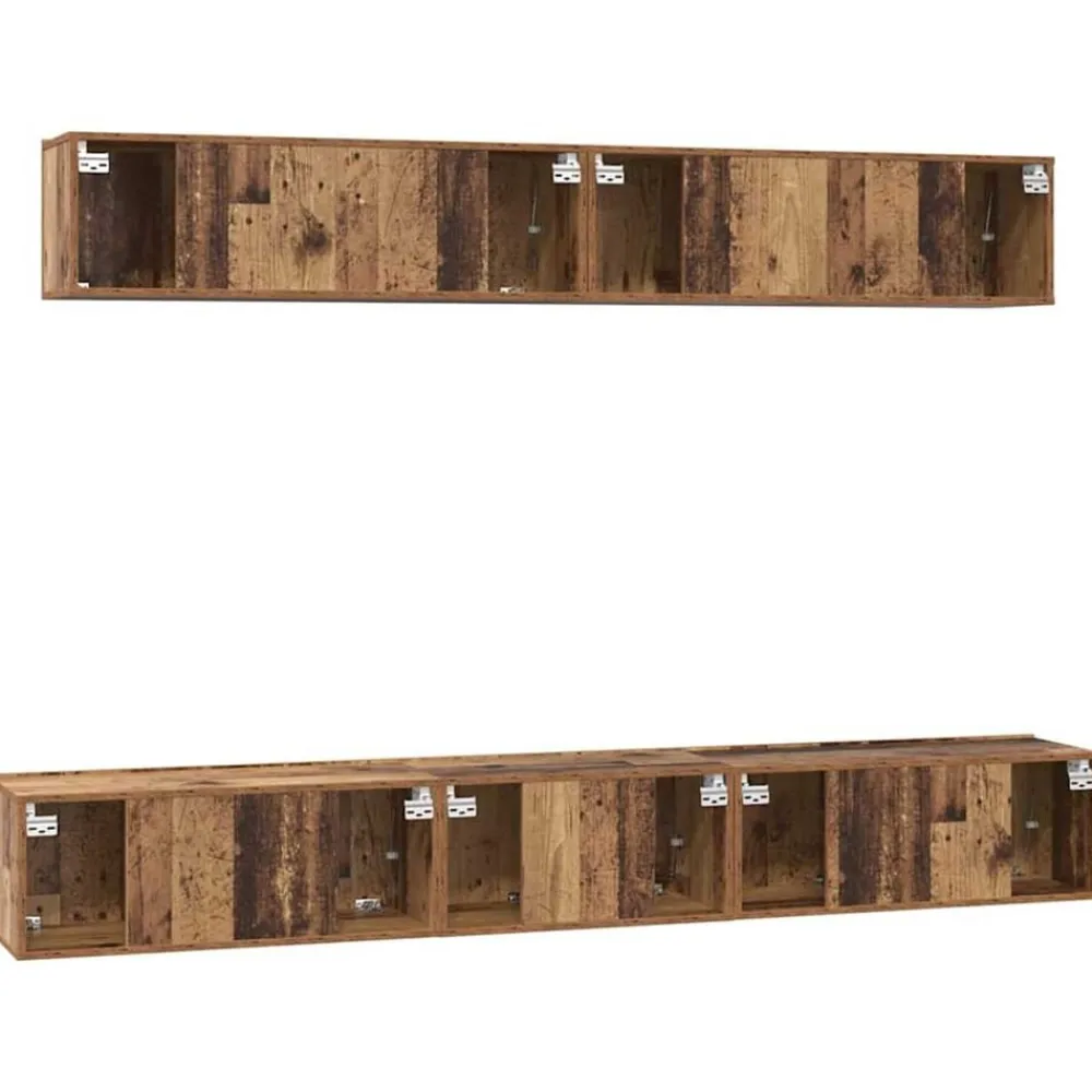 vidaXL Conjunto de mueble de TV Montaje en la pared 5 pcs Madera vieja Discount