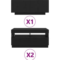 vidaXL Conjunto de mueble de TV 3 pcs Negro 260 x 35 x 40 cm Roble negro Clearance