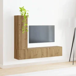 vidaXL Conjunto de mueble de TV 3 pcs Roble artesanal Roble artisan New