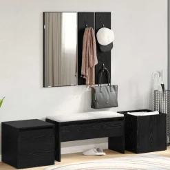 vidaXL Conjunto de muebles de recibidor 6 pcs Madera de ingeniería Roble negro Discount
