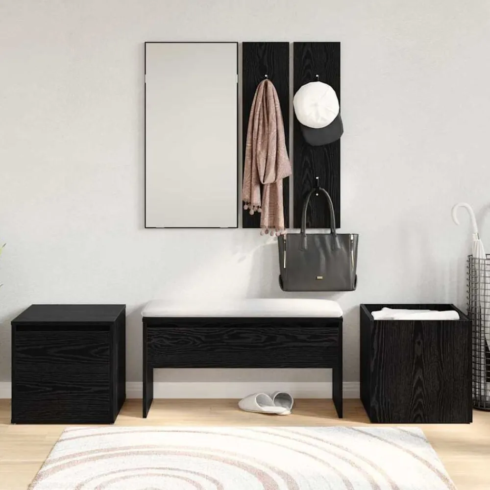 vidaXL Conjunto de muebles de recibidor 6 pcs Madera de ingeniería Roble negro Discount