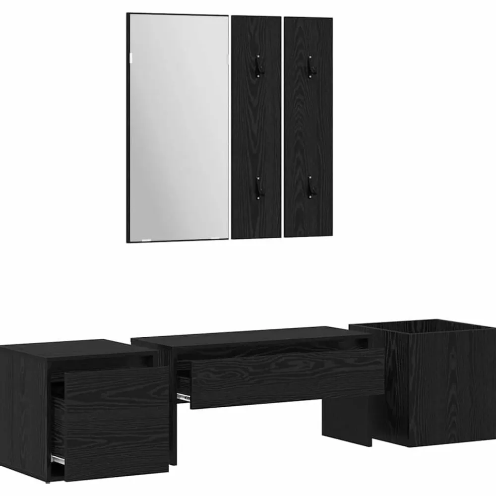 vidaXL Conjunto de muebles de recibidor 6 pcs Madera de ingeniería Roble negro Discount