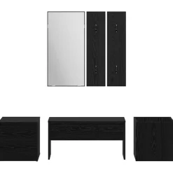 vidaXL Conjunto de muebles de recibidor 6 pcs Madera de ingeniería Roble negro Discount