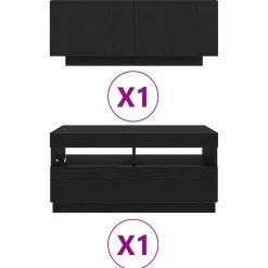 vidaXL Conjunto de mueble de TV 2 pcs Negro 180 x 35 x 40 cm Roble negro Sale