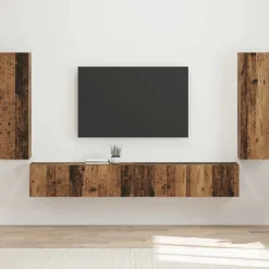 vidaXL Conjunto de mueble para TV de pared 4 pcs Madera vieja Madera envejecida Online