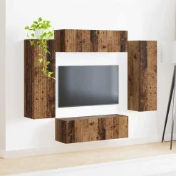 vidaXL Conjunto de mueble para TV de pared 4 pcs Madera vieja Madera envejecida Online