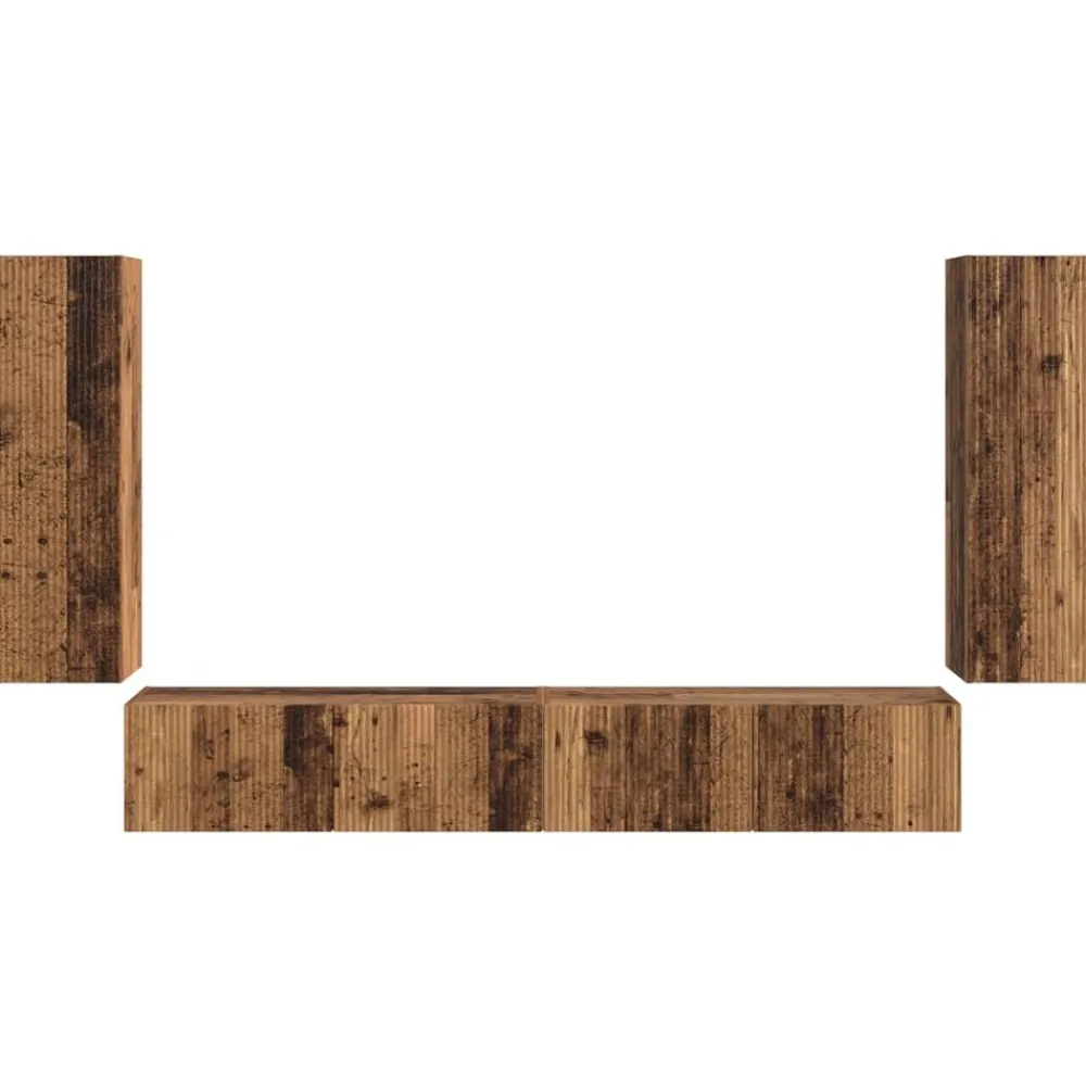 vidaXL Conjunto de mueble para TV de pared 4 pcs Madera vieja Madera envejecida Online