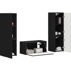 vidaXL Conjunto de mueble de TV 5 pcs Madera de ingeniería Negro Clearance
