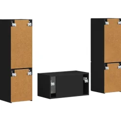 vidaXL Conjunto de mueble de TV 5 pcs Madera de ingeniería Negro Clearance