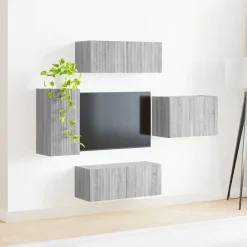 vidaXL Muebles Tv-Conjunto de mueble para TV de pared 4 pcs