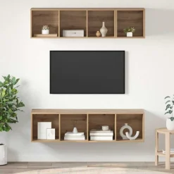 vidaXL Muebles Tv-Conjunto de mueble de TV 3 pcs Roble artesanal