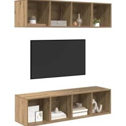 vidaXL Muebles Tv-Conjunto de mueble de TV 3 pcs Roble artesanal