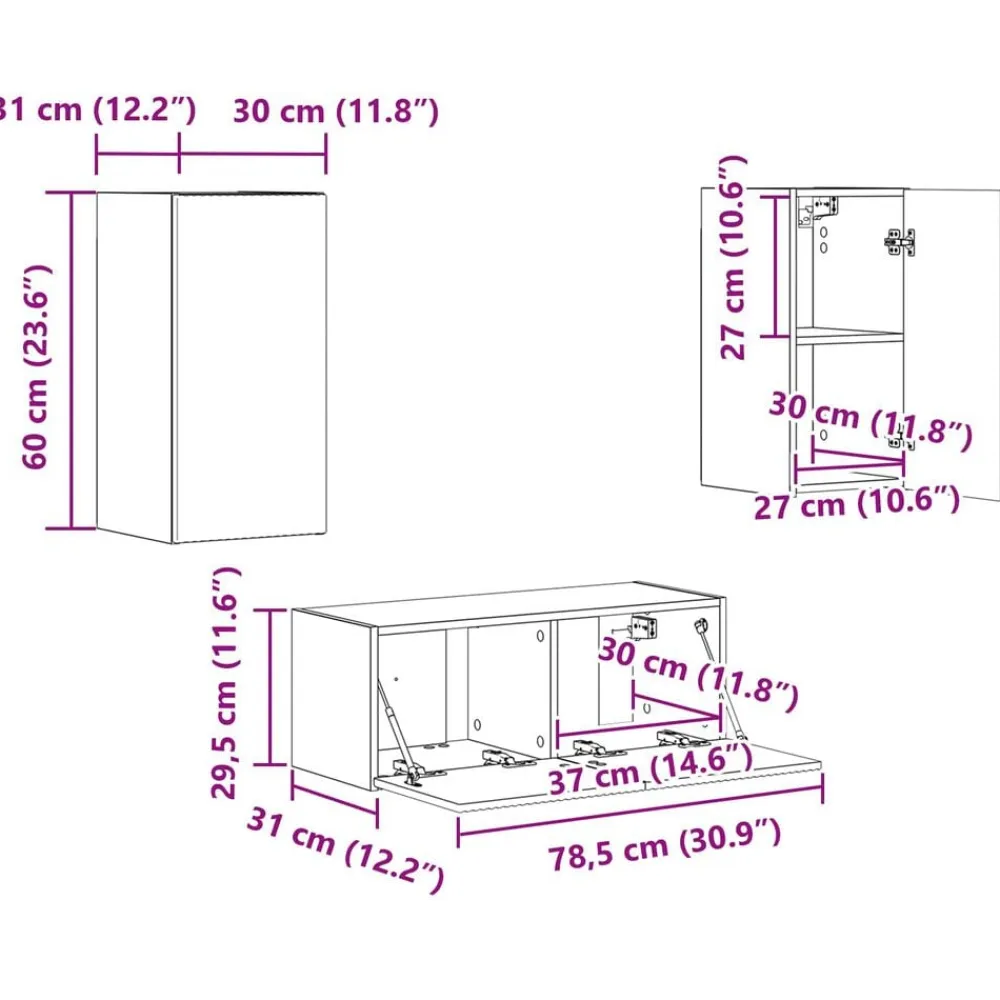 vidaXL Conjunto de mueble de TV 2 pcs Madera de ingeniería brillante Outlet
