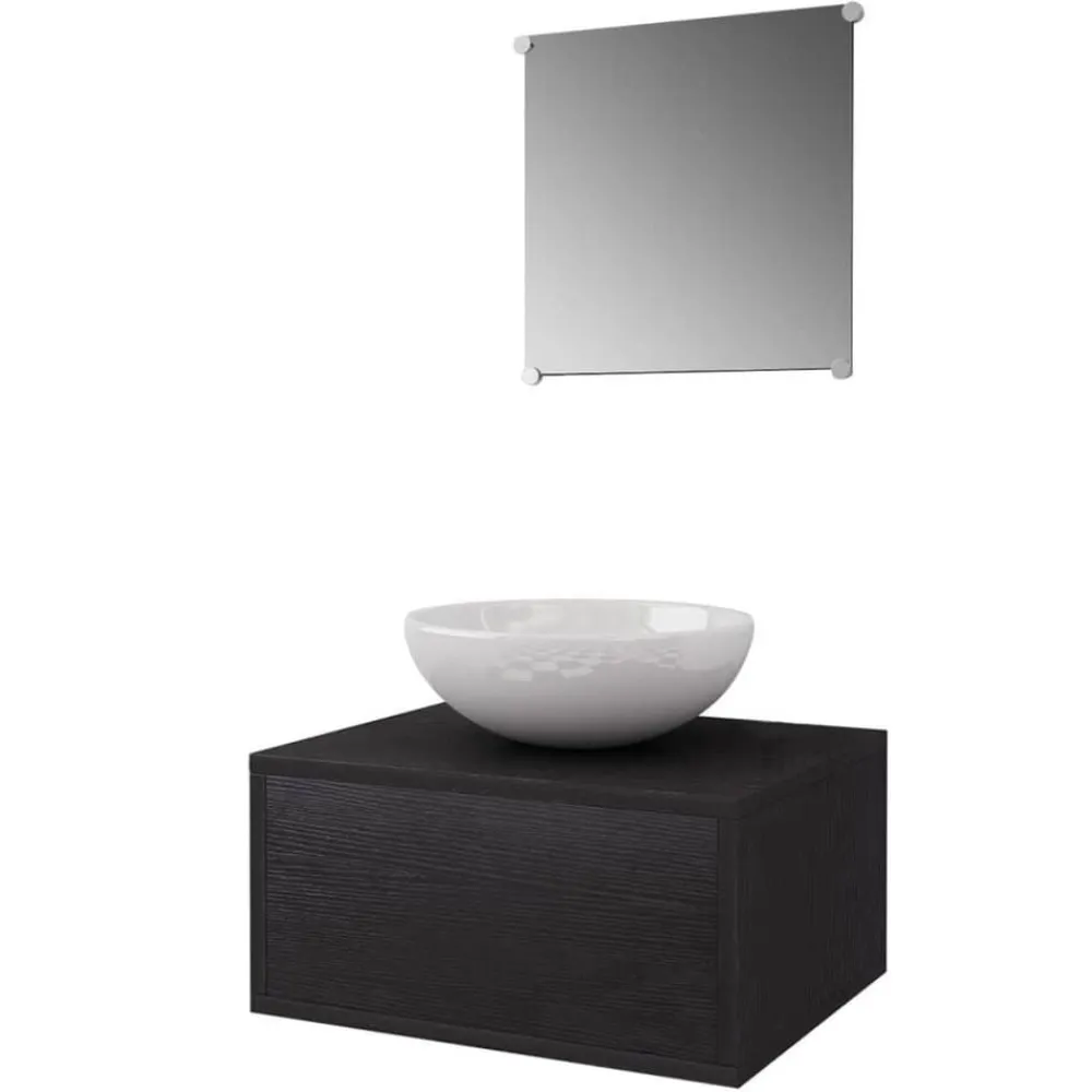 vidaXL Conjuntos De Muebles-Conjunto de muebles de baño con lavabo y grifo 4 piezas