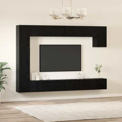 vidaXL Conjunto de mueble de TV 9 pcs Madera contrachapada Roble negro Clearance